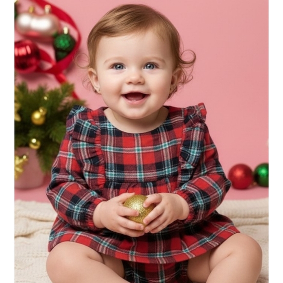 Cat & Jack Baby Flannel Plaid Top & Bloomers Red Size 0-3M - Picture 1 of 9